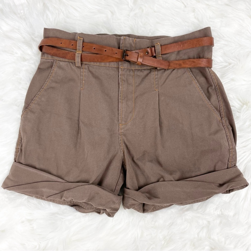 FUNKTIONAL Boho High Waisted Cotton Shorts with Brown Criss Cross Belt Size 4